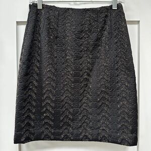 Per Se Carlisle Brown & Cream Tweed Skirt with an Embroidered Artistic Overlay